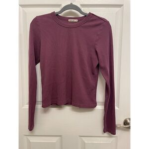 Marine Layer Women's M Lexi Rib Sun-In Longsleeve Crewneck Tee Shirt Ruby
